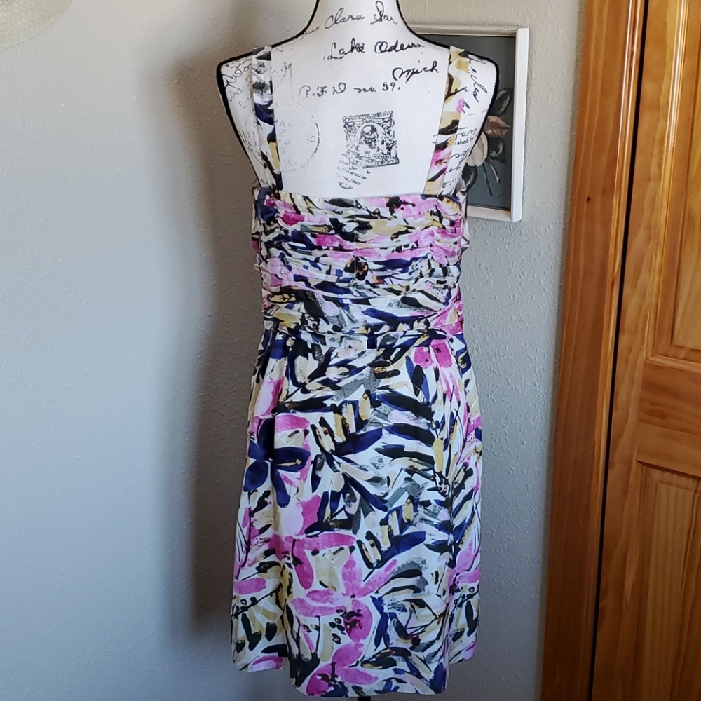 Banana Republic 100% Silk Floral Knotted Dress Size 12 - Picture 4 of 9